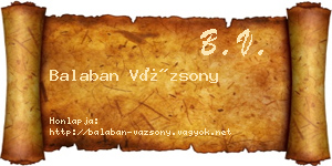 Balaban Vázsony névjegykártya
